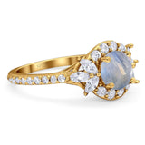 Vintage Style Round Natural Stone Flower Ring