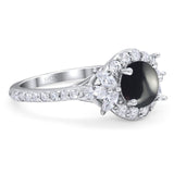 Vintage Style Round Natural Stone Flower Ring