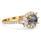 Vintage Style Round Natural Stone Flower Ring