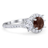 Vintage Style Round Natural Stone Flower Ring