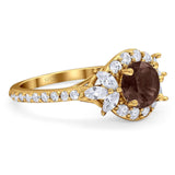 Vintage Style Round Natural Stone Flower Ring