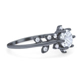 Art Deco Round Natural Stone Floral Ring