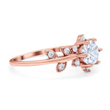 Art Deco Round Natural Stone Floral Ring