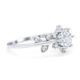 Art Deco Round Natural Stone Floral Ring