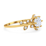 Art Deco Round Natural Stone Floral Ring