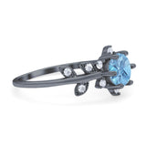 Art Deco Round Natural Stone Floral Ring