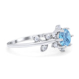 Art Deco Round Natural Stone Floral Ring