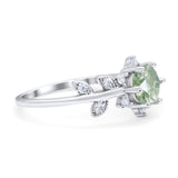 Art Deco Round Natural Stone Floral Ring