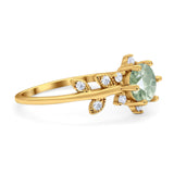 Art Deco Round Natural Stone Floral Ring