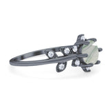 Art Deco Round Natural Stone Floral Ring