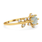 Art Deco Round Natural Stone Floral Ring