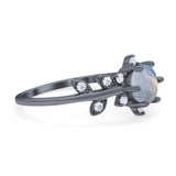 Art Deco Round Natural Stone Floral Ring