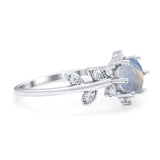 Art Deco Round Natural Stone Floral Ring