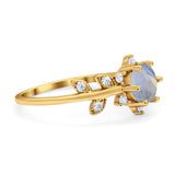 Art Deco Round Natural Stone Floral Ring