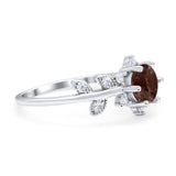 Art Deco Round Natural Stone Floral Ring