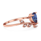 Floral Pear Teardrop Natural Stone Chevron Ring