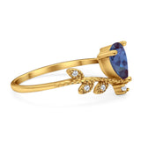 Floral Pear Teardrop Natural Stone Chevron Ring