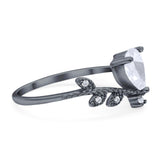 Floral Pear Teardrop Natural Stone Chevron Ring