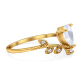 Floral Pear Teardrop Natural Stone Chevron Ring