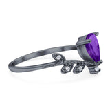 Floral Pear Teardrop Natural Stone Chevron Ring