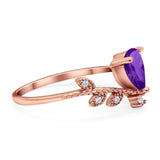 Floral Pear Teardrop Natural Stone Chevron Ring