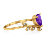 Floral Pear Teardrop Natural Stone Chevron Ring