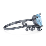 Floral Pear Teardrop Natural Stone Chevron Ring