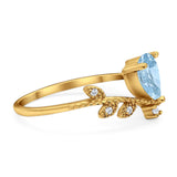 Floral Pear Teardrop Natural Stone Chevron Ring