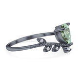 Floral Pear Teardrop Natural Stone Chevron Ring