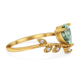 Floral Pear Teardrop Natural Stone Chevron Ring