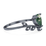 Floral Pear Teardrop Natural Stone Chevron Ring