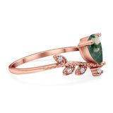 Floral Pear Teardrop Natural Stone Chevron Ring