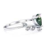 Floral Pear Teardrop Natural Stone Chevron Ring