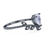 Floral Pear Teardrop Natural Stone Chevron Ring