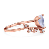 Floral Pear Teardrop Natural Stone Chevron Ring