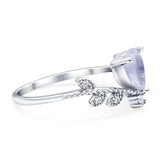 Floral Pear Teardrop Natural Stone Chevron Ring