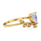 Floral Pear Teardrop Natural Stone Chevron Ring