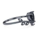 Floral Pear Teardrop Natural Stone Chevron Ring