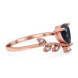 Floral Pear Teardrop Natural Stone Chevron Ring