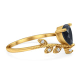 Floral Pear Teardrop Natural Stone Chevron Ring