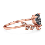 Floral Pear Teardrop Natural Stone Chevron Ring