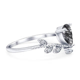 Floral Pear Teardrop Natural Stone Chevron Ring