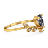 Floral Pear Teardrop Natural Stone Chevron Ring