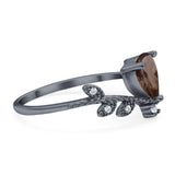 Floral Pear Teardrop Natural Stone Chevron Ring