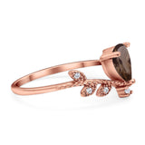 Floral Pear Teardrop Natural Stone Chevron Ring