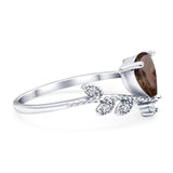 Floral Pear Teardrop Natural Stone Chevron Ring