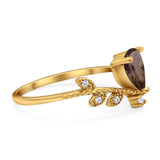 Floral Pear Teardrop Natural Stone Chevron Ring