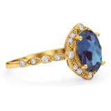 Oval Natural Stone Beaded Ring