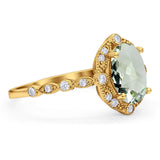 Oval Natural Stone Beaded Ring