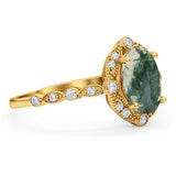 Oval Natural Stone Beaded Ring